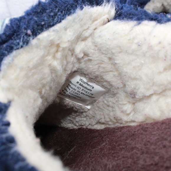 LL Bean Navy Pile Fleece Round Toe Slip On Slides Cozy Slipper Size 8 M - Picture 9 of 9